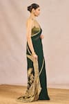 Buy_Masaba_Green Georgette, Tissue Embroidery, Sequins, Mehendi Rachke Saree With Blouse _Online_at_Aza_Fashions
