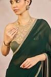 Buy_Masaba_Green Georgette, Tissue Embroidery, Sequins, Mehendi Rachke Saree With Blouse 