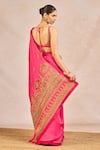Shop_Masaba_Pink Crepe Embroidery, Zari Leaf Neck Patakha Saree With Blouse _at_Aza_Fashions