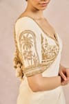 Buy_Masaba_Ivory Crepe Embroidery, Zari Leaf Neck Namkeen Saree With Blouse _Online_at_Aza_Fashions