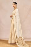 Masaba_Ivory Crepe Embroidery, Zari Leaf Neck Namkeen Saree With Blouse _at_Aza_Fashions