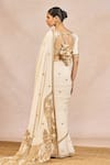 Shop_Masaba_Ivory Crepe Embroidery, Zari Leaf Neck Namkeen Saree With Blouse _at_Aza_Fashions