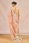 Shop_Masaba_Blush Tissue Embroidery, Zari, Tassels V-neck Chandni Saree With Bustier _at_Aza_Fashions