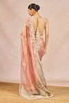 Shop_Masaba_Blush Tissue Embroidery, Zari, Tassels V-neck Chandni Saree With Bustier _Online_at_Aza_Fashions