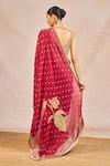 Shop_Masaba_Red Dupion, Organza, Jacquard, Silk Embroidery, Baat Ban Gyi Saree With Bustier _at_Aza_Fashions