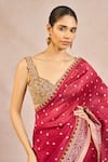 Buy_Masaba_Red Dupion, Organza, Jacquard, Silk Embroidery, Baat Ban Gyi Saree With Bustier 