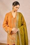 Buy_Masaba_Rust Chanderi Embroidery, Zari, Lace, Sequins V-neck Garam Masala Kurta Set 