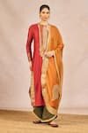 Buy_Masaba_Rust Silk, Organza Embroidery, Patchwork, Zari, Sequins Dil Lubhata Kurta Set _Online_at_Aza_Fashions