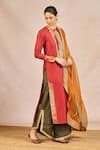 Shop_Masaba_Rust Silk, Organza Embroidery, Patchwork, Zari, Sequins Dil Lubhata Kurta Set _Online_at_Aza_Fashions
