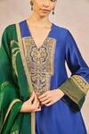 Buy_Masaba_Blue Chanderi, Organza Embroidery, Patchwork, Lace, Dil Jaanta Hai Kurta Set _Online