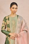 Shop_Masaba_Green Silk, Organza Embroidery, Cut Work Round Neck Jaise Koi Sapna Kurta Set _Online_at_Aza_Fashions