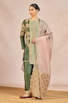 Buy_Masaba_Green Silk, Organza Embroidery, Cut Work Round Neck Jaise Koi Sapna Kurta Set _at_Aza_Fashions
