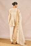 Masaba_Ivory Chanderi, Tissue Embroidery, Cut Work, Pehli Kiran Peplum Kurta Set _Online_at_Aza_Fashions