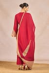 Shop_Masaba_Red Silk, Organza Embroidery, Patchwork, Zari V-neck Baat Ban Gyi Kurta Set _at_Aza_Fashions