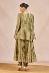 Shop_Masaba_Green Tissue Embroidery Plunge Neck, Khwabon Ki Shehzadi Kurta Set With Skirt _at_Aza_Fashions