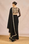 Shop_Masaba_Black Crepe, Tulle Embroidery, Stones, Zari, Aur Tum Pre-stitched Saree Set _at_Aza_Fashions