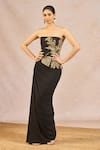 Masaba_Black Crepe, Tulle Embroidery, Sequins, Ikrar Hua Embrodiered Shrug And Skirt Set _Online_at_Aza_Fashions