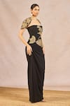 Buy_Masaba_Black Crepe, Tulle Embroidery, Sequins, Ikrar Hua Embrodiered Shrug And Skirt Set _Online_at_Aza_Fashions
