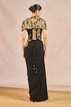 Shop_Masaba_Black Crepe, Tulle Embroidery, Sequins, Ikrar Hua Embrodiered Shrug And Skirt Set _at_Aza_Fashions