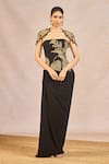 Buy_Masaba_Black Crepe, Tulle Embroidery, Sequins, Ikrar Hua Embrodiered Shrug And Skirt Set _at_Aza_Fashions
