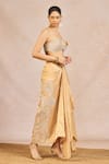 Buy_Masaba_Gold Tissue Sequins, Beads Chandni Embroidered Bustier And Draped Veshti Skirt Set _at_Aza_Fashions