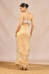 Masaba_Gold Tissue Sequins, Beads Chandni Embroidered Bustier And Draped Veshti Skirt Set _Online_at_Aza_Fashions