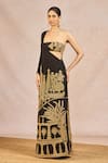 Masaba_Black Georgette Embroidery, Sequins, Aankhon Ka Paigam Gown With Bustier _at_Aza_Fashions