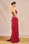 Buy_Masaba_Red Crepe Embroidery, Sequins, Zari Sweetheart Neck Mehakasa Paigam Gown _Online_at_Aza_Fashions