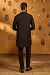 Shop_Masaba_Black Silk, Shantoon Foil Printing Crane Dawn Kurta Set _at_Aza_Fashions