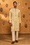 Buy_Masaba_Gold Tissue Foil Printing, Embroidery Ivory Moon Garden Kurta Set _at_Aza_Fashions