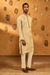Buy_Masaba_Gold Tissue Foil Printing, Embroidery Ivory Moon Garden Kurta Set 