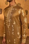 Masaba_Brown Tissue Foil Printing Mocha Folkstone Kurta Set _at_Aza_Fashions