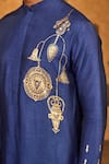 Masaba_Sapphire Silk Foil Printing Trinklet And Pots Kurta Set _Online_at_Aza_Fashions