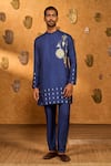 Buy_Masaba_Sapphire Silk Foil Printing Trinklet And Pots Kurta Set _at_Aza_Fashions