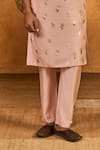 Buy_Masaba_Pink Silk Foil Printing Baby Whispering Leaf Kurta Set _Online_at_Aza_Fashions