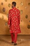 Shop_Masaba_Red Silk Foil Printing Whispering Leaf Kurta Set _at_Aza_Fashions