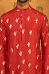 Buy_Masaba_Red Silk Foil Printing Whispering Leaf Kurta Set 