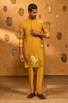 Buy_Masaba_Yellow Chanderi Ochre Bamboo Grove Kurta Set_Online_at_Aza_Fashions