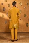 Shop_Masaba_Yellow Chanderi Ochre Bamboo Grove Kurta Set_at_Aza_Fashions