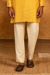 Shop Masaba Yellow Silk Foil Printing Ochre Trinklet And Pots Kurta Set Online at Aza Fashions Shop_Masaba_Yellow Silk Foil Printing Ochre Trinklet And Pots Kurta Set_Online_at_Aza_Fashions