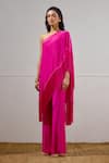 Lavanya Ahuja_Pink Crepe One Shoulder Sea Sprite Cape Set _Online_at_Aza_Fashions