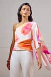 Lavanya Ahuja_White Crepe One Shoulder Billow Draped Top _Online_at_Aza_Fashions