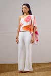 Shop_Lavanya Ahuja_White Crepe One Shoulder Billow Draped Top _at_Aza_Fashions
