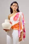 Buy_Lavanya Ahuja_White Crepe One Shoulder Billow Draped Top 