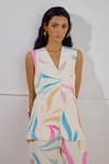 Lavanya Ahuja_Multi Color Crepe V-neck Mariner Printed Waistcoat Set _Online_at_Aza_Fashions