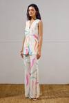 Shop_Lavanya Ahuja_Multi Color Crepe V-neck Mariner Printed Waistcoat Set _Online_at_Aza_Fashions