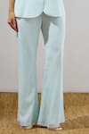 Shop_Lavanya Ahuja_Sky Blue Crepe Embroidery V-neck Mariner Long Waistcoat And Pant Set _Online_at_Aza_Fashions