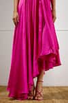 Buy_Lavanya Ahuja_Fuchsia Linen, Satin V-neck Kindred Spirit Tie Up Dress 