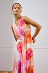 Buy_Lavanya Ahuja_White Crepe V-neck Sunset Soiree Printed Wrap Dress _Online_at_Aza_Fashions