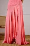 Buy_Lavanya Ahuja_Coral Chiffon, Crepe One Shoulder Flurry Asymmetrical Drop Waist Dress 
